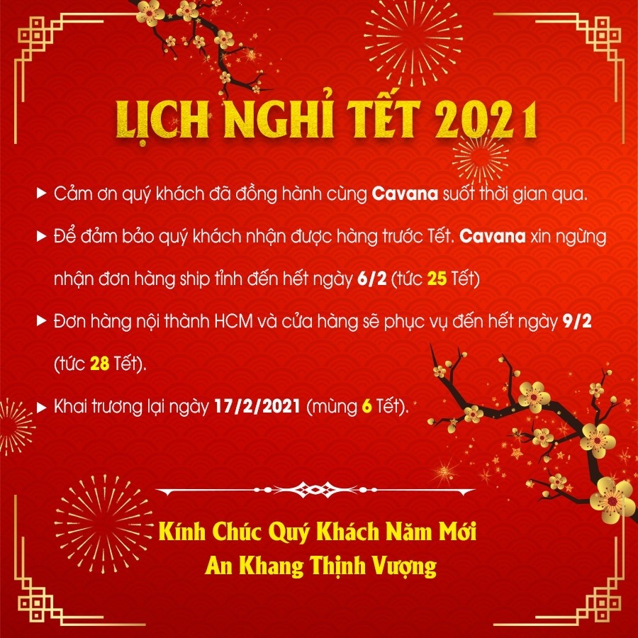 THÔNG BÁO LỊCH NGHỈ TẾT 2021