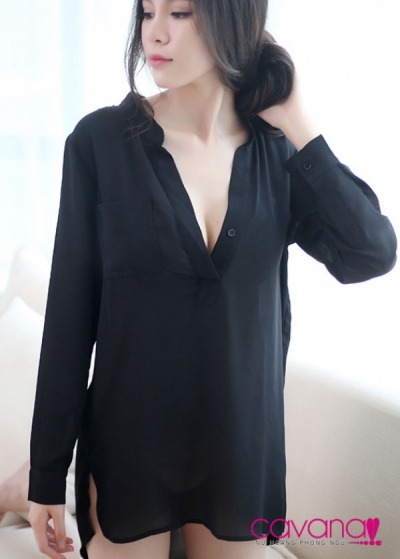 Áo ngủ gợi cảm Hững Hờ - Đen