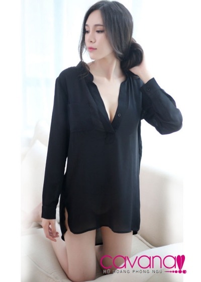 Áo ngủ gợi cảm Hững Hờ - Đen