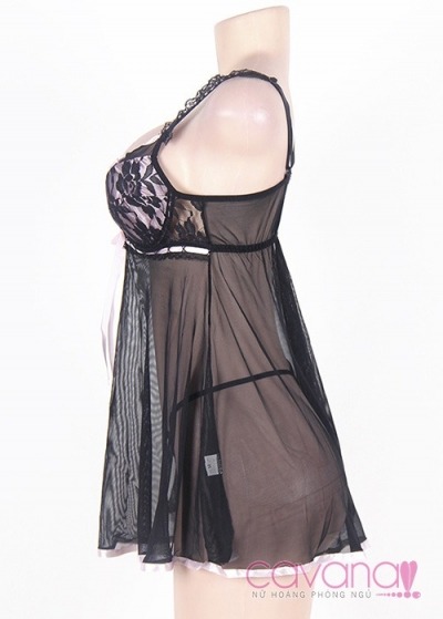Đầm ngủ Bigsize Cục Cưng - Tím Lavender Đen