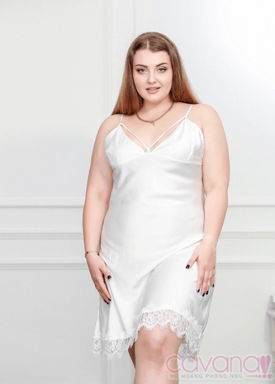 Đầm ngủ Bigsize Vì đó là em - Trắng