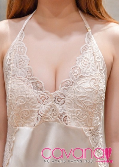 Đầm ngủ gợi cảm Nụ Hồng Mong Manh Màu Kem