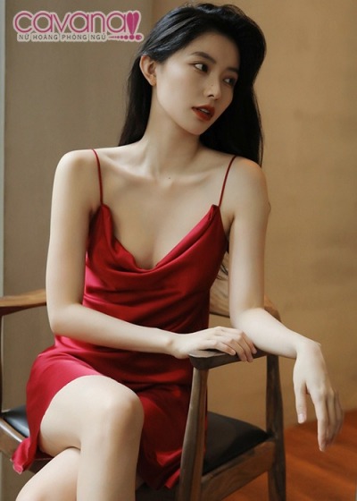 Đầm ngủ lụa hai dây Mùa Hạ Nóng Bỏng - Đỏ
