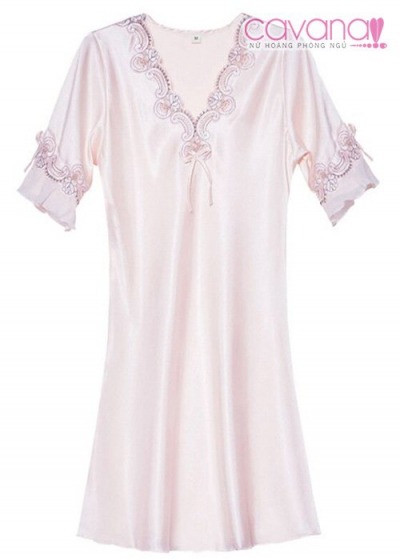 Đầm ngủ lụa Happy Night - Hồng