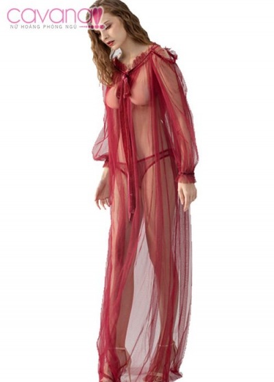 Đầm ngủ siêu mòng Nụ Thường Xuân - Đỏ