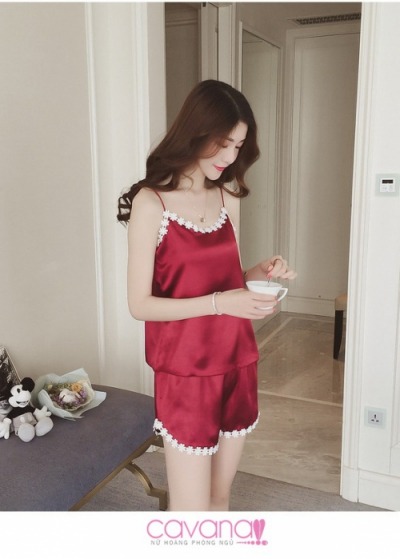 Đồ Ngủ Dây Nhành Hoa Dại - Đỏ