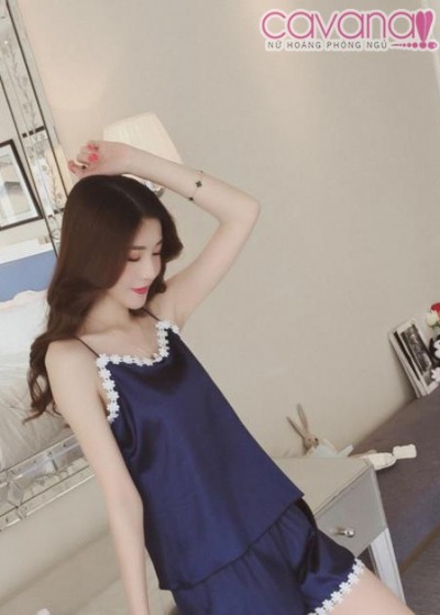 Đồ Ngủ Dây Nhành Hoa Dại - Xanh Đen