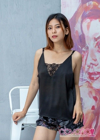 Đồ ngủ lụa Sắc màu tình yêu - đen