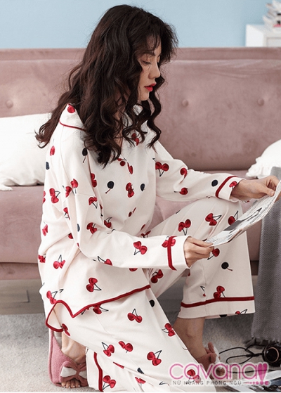 Đồ ngủ nữ Cherry Chín Mọng - Trắng