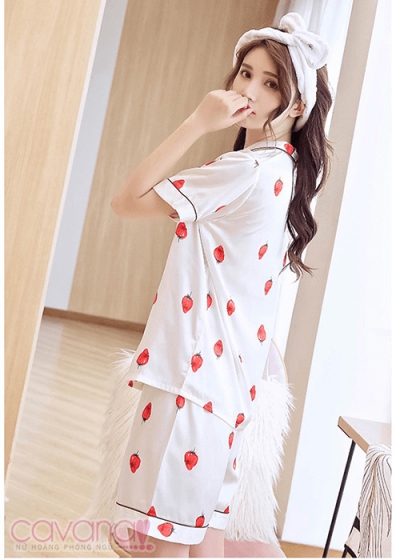 Đồ ngủ Pijama Ngắn Strawberry - Trắng