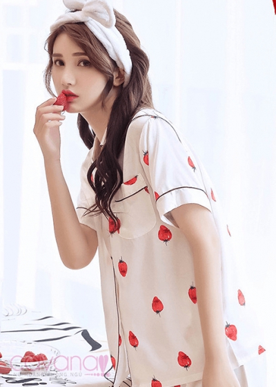 Đồ ngủ Pijama Ngắn Strawberry - Trắng