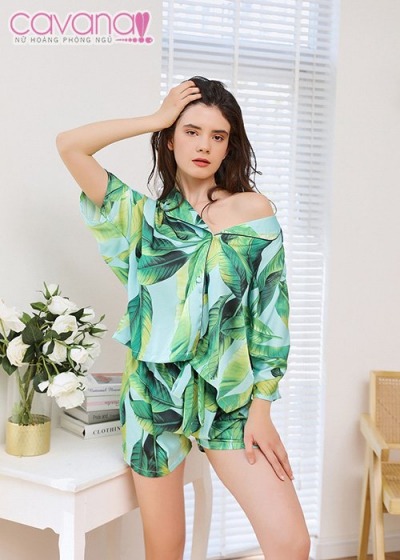 Đồ ngủ Pijama nữ Rừng Nhiệt Đới - Xanh