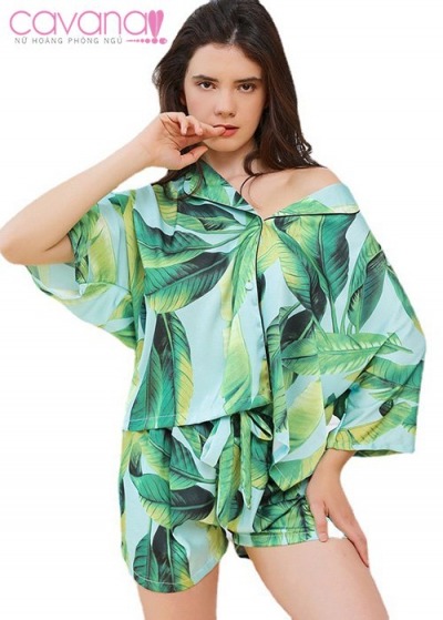 Đồ ngủ Pijama nữ Rừng Nhiệt Đới - Xanh