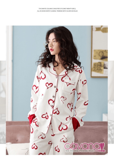 Đồ ngủ Pijama phong cách Hàn Quốc Tim Yêu