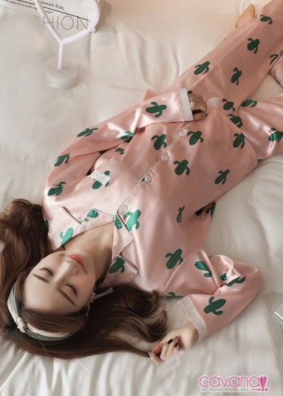 Đồ ngủ pyjama Hoa xương rồng- Hồng