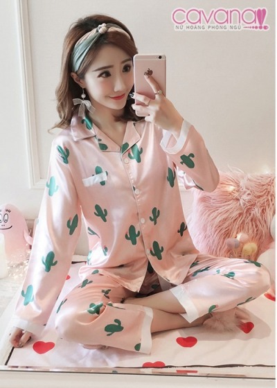 Đồ ngủ pyjama Hoa xương rồng- Hồng