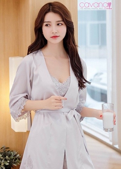 Set đầm ngủ quyến rũ Hương tình yêu - xám khói