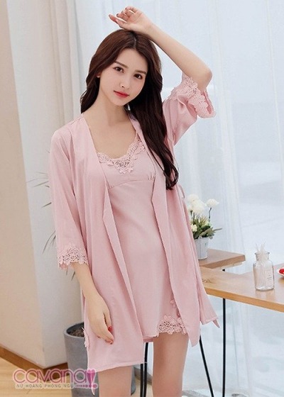 Set đầm ngủ quyến rũ Hương tình yêu - hồng nhạt