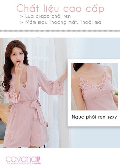 Set đầm ngủ quyến rũ Hương tình yêu - hồng nhạt