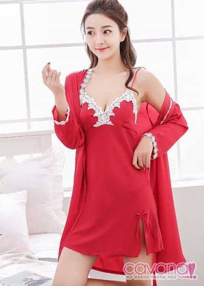 Set đầm ngủ quyến rũ Nụ Tầm Xuân - Đỏ
