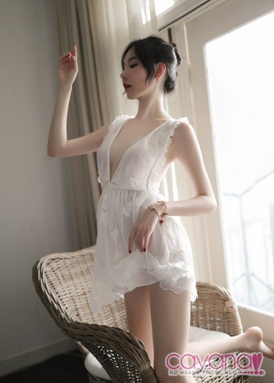 Váy ngủ gợi cảm Hoa Cánh Tiên - Trắng