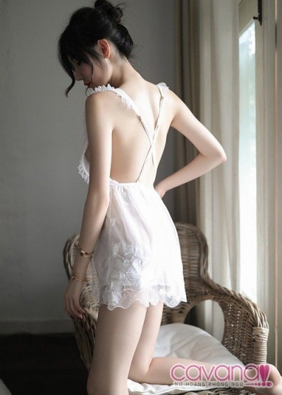 Váy ngủ gợi cảm Hoa Cánh Tiên - Trắng