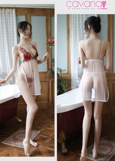 Váy ngủ gợi cảm Tường vy cánh mỏng -Trắng