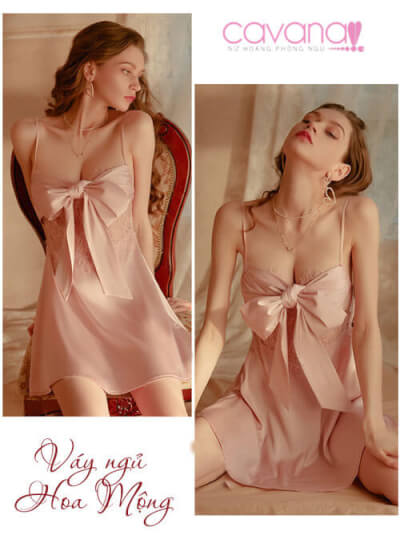 Váy Ngủ Lụa Hoa Mộng - Hồng