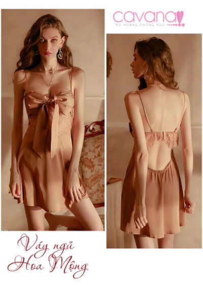 Váy Ngủ Lụa Hoa Mộng - Hồng