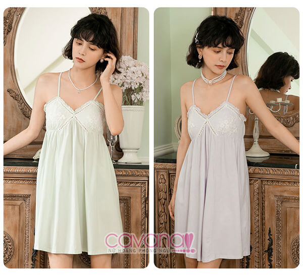Đầm ngủ 2 dây mặc nhà Nắng Ban Mai - Xanh Nhạt Đầm ngủ 2 dây mặc nhà Nắng Ban Mai - Xanh Nhạt