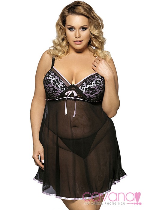 Đầm ngủ Bigsize Cục Cưng - Tím Lavender Đen Đầm ngủ Bigsize Cục Cưng - Tím Lavender Đen