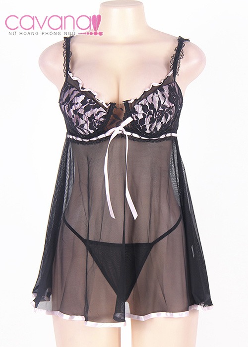 Đầm ngủ Bigsize Cục Cưng - Tím Lavender Đen Đầm ngủ Bigsize Cục Cưng - Tím Lavender Đen