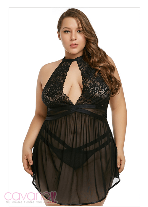 Đầm ngủ Bigsize Sau ánh hoàng hôn- Đen Đầm ngủ Bigsize Sau ánh hoàng hôn- Đen