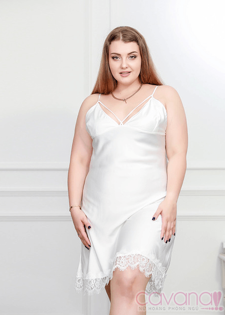 Đầm ngủ Bigsize Vì đó là em - Trắng