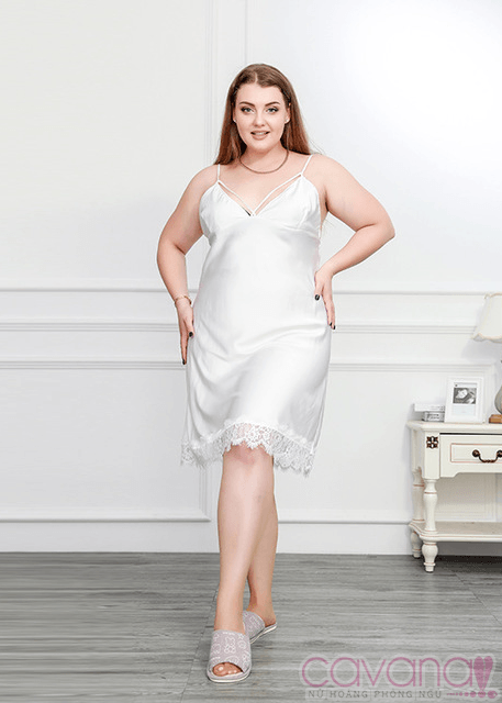 Đầm ngủ Bigsize Vì đó là em - Trắng