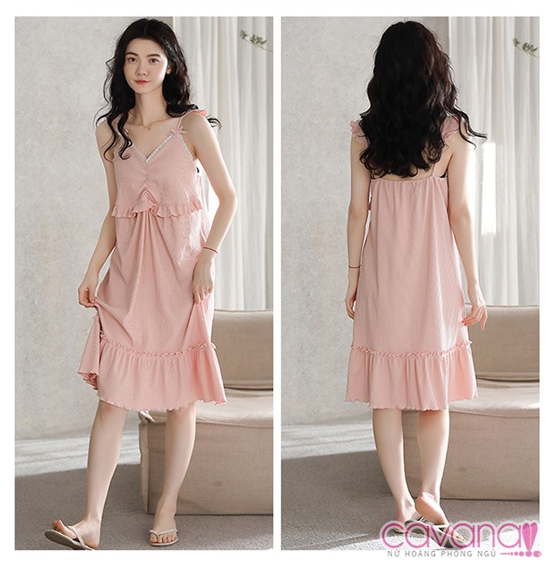 Đầm ngủ hai dây cổ chữ V Mùa Hạ Về - Hồng Đầm ngủ hai dây cổ chữ V Mùa Hạ Về - Hồng