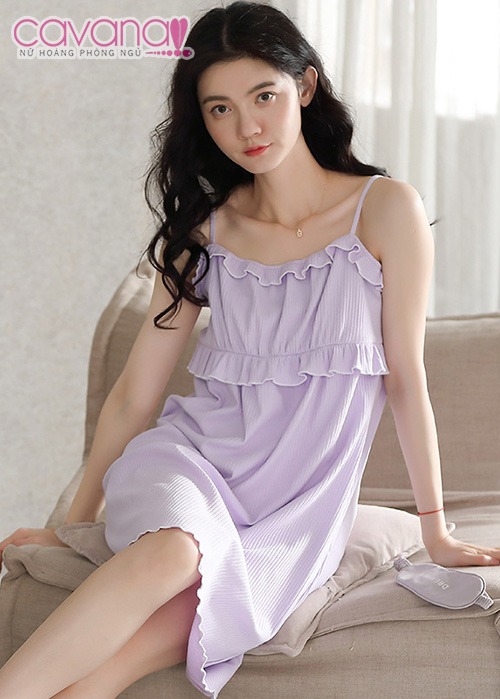 Đầm ngủ hai dây cổ chữ V Mùa Hạ Về - Tím Đầm ngủ hai dây cổ chữ V Mùa Hạ Về - Tím