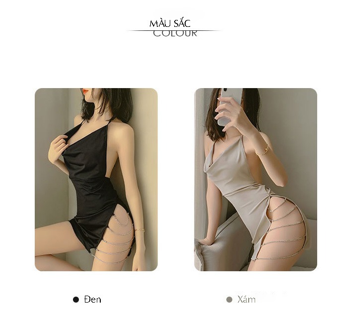 Đầm ngủ live stream, dạ tiệc Guiruo sexy - Xám