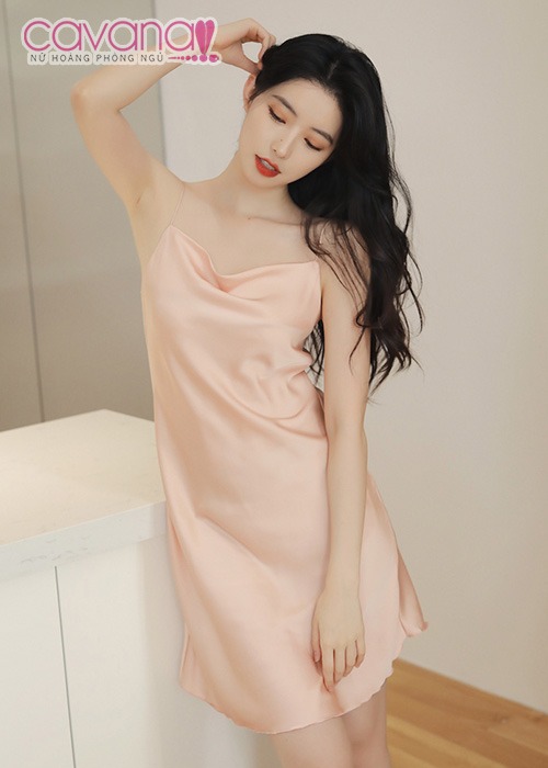 Đầm ngủ lụa hai dây Mùa Hạ Nóng Bỏng - Hồng