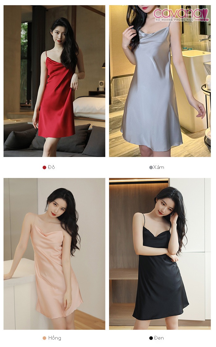 Đầm ngủ lụa hai dây Mùa Hạ Nóng Bỏng - Vàng