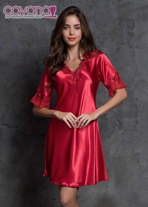 Đầm ngủ lụa Happy Night - Đỏ Đầm ngủ lụa Happy Night - Đỏ