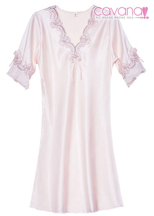 Đầm ngủ lụa Happy Night - Hồng