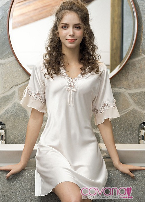 Đầm ngủ lụa Happy Night - màu xám bạc