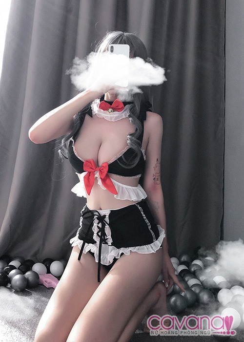 Đồ ngủ cosplay gợi cảm Nàng Hầu Cám Dỗ - Đen