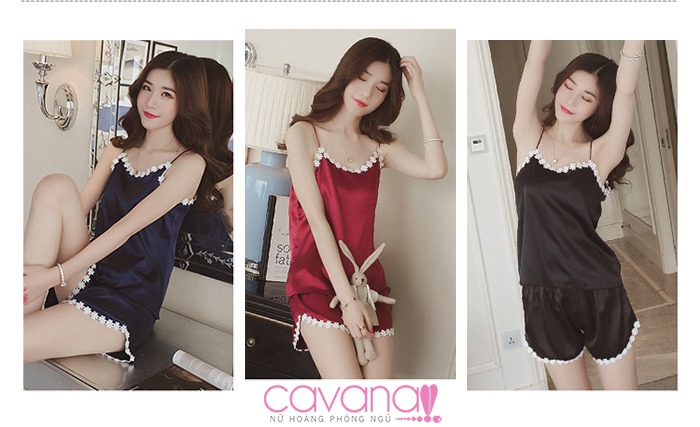 Đồ Ngủ Dây Nhành Hoa Dại - Xanh Đen Đồ Ngủ Dây Nhành Hoa Dại - Xanh Đen