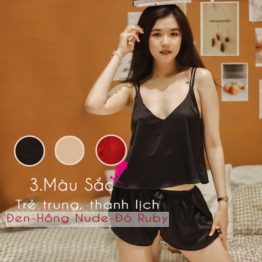 Đồ ngủ lụa Ánh nắng của anh - đen Đồ ngủ lụa Ánh nắng của anh - đen