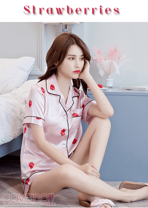 Đồ Ngủ Pijama Ngắn Strawberry - Hồng Đồ Ngủ Pijama Ngắn Strawberry - Hồng