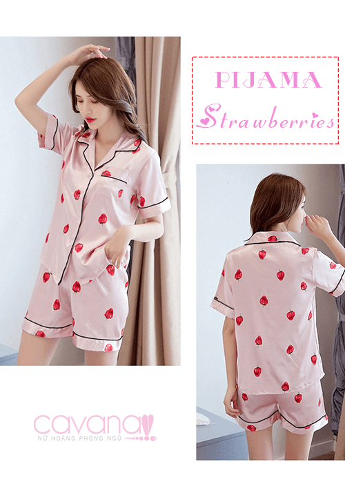 Đồ Ngủ Pijama Ngắn Strawberry - Hồng Đồ Ngủ Pijama Ngắn Strawberry - Hồng