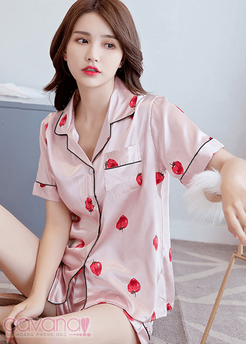 Đồ Ngủ Pijama Ngắn Strawberry - Hồng Đồ Ngủ Pijama Ngắn Strawberry - Hồng