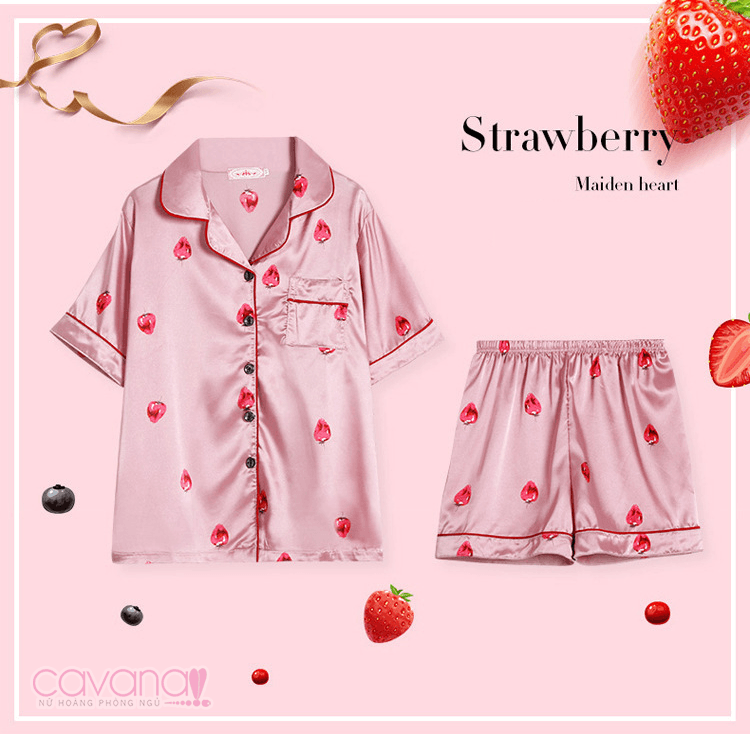 Đồ Ngủ Pijama Ngắn Strawberry - Hồng Đồ Ngủ Pijama Ngắn Strawberry - Hồng